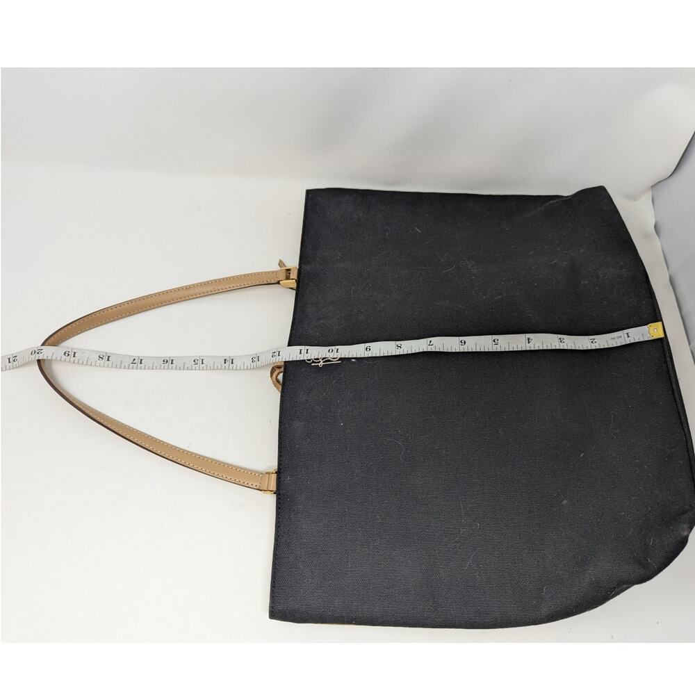 Kate Spade Linen Canvas Tote Bag with Monogram Black and Tan - Picture 8 of 16